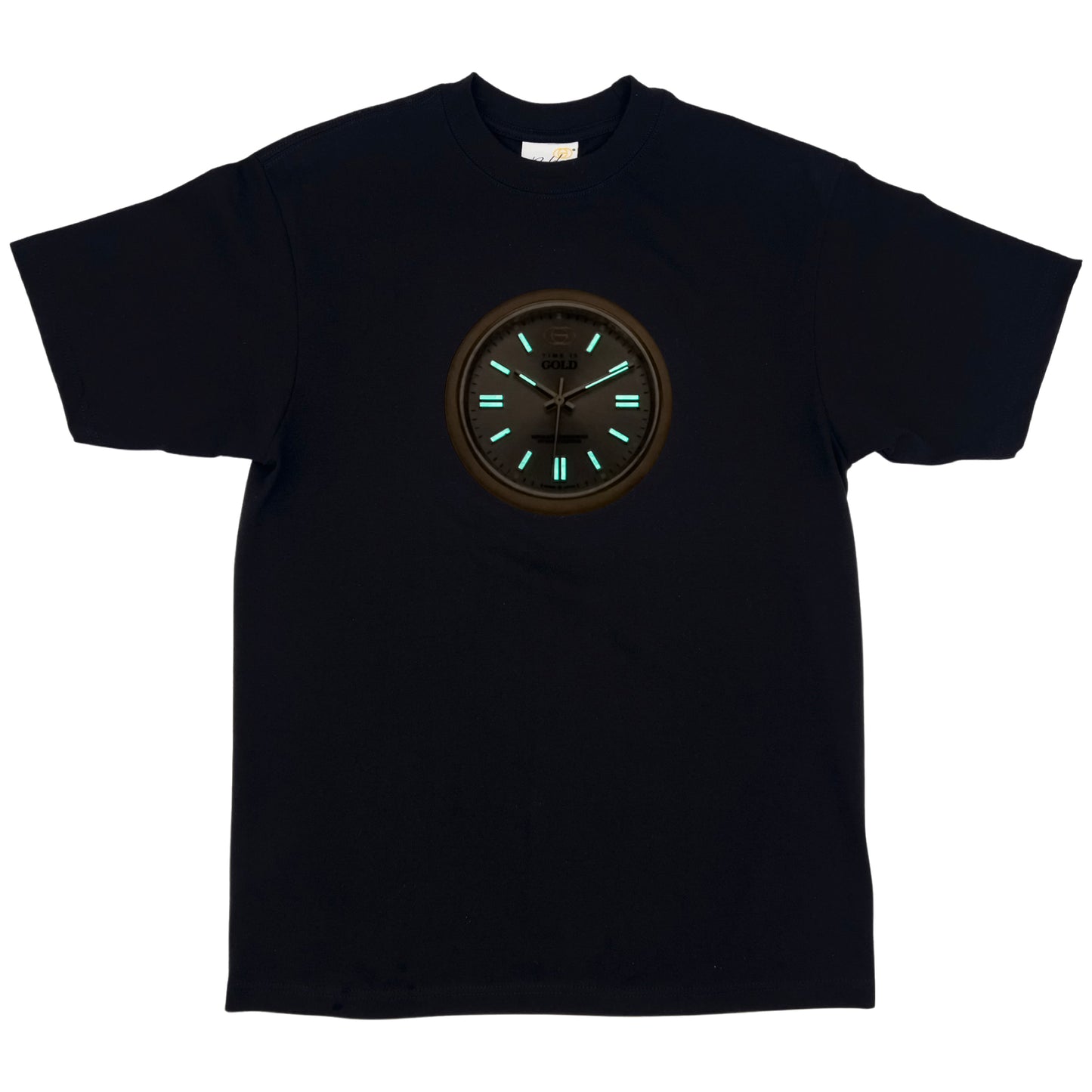 TIME IS GOLD Mens Heavyweight T-Shirt - BLACK | Gold Wheels Co. "GLOW IN THE DARK"