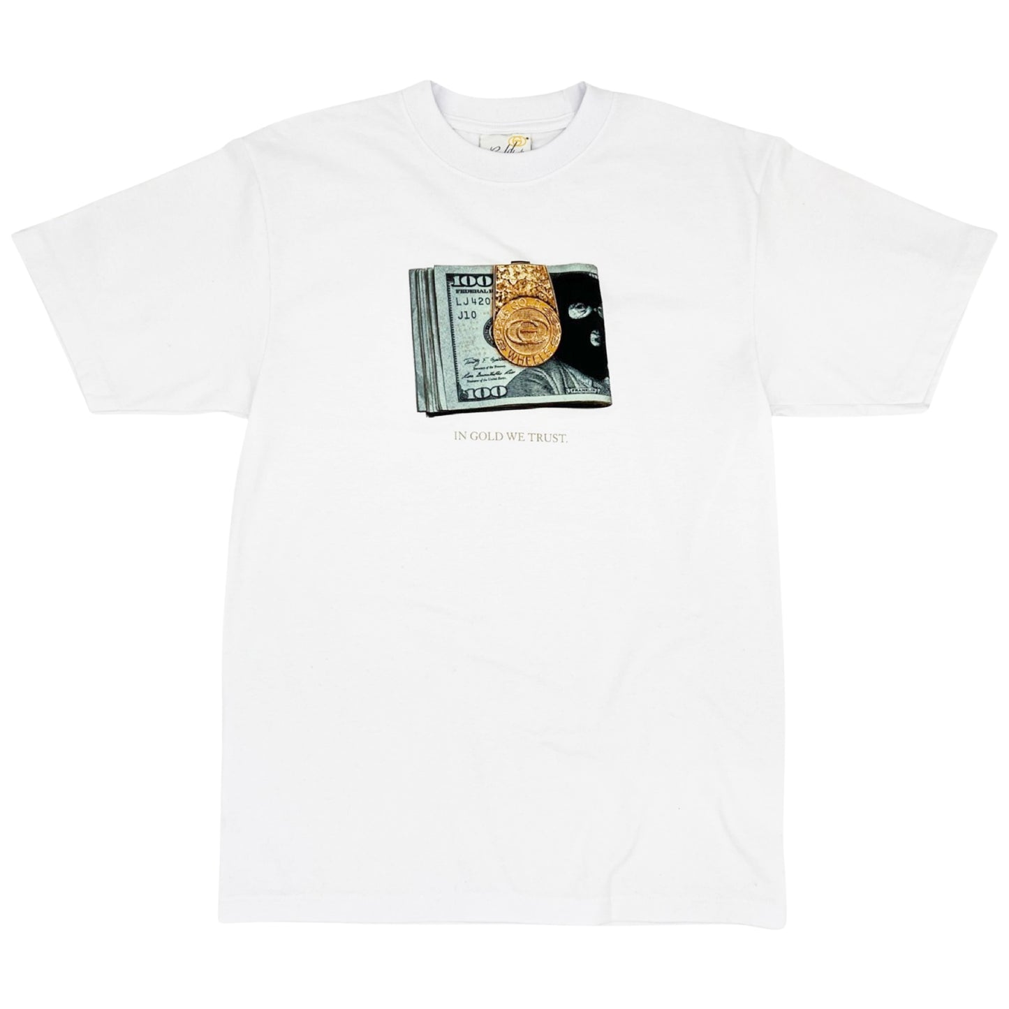 IN GOLD WE TRUST Mens Heavyweight T-Shirt - WHITE | Gold Wheels Co.
