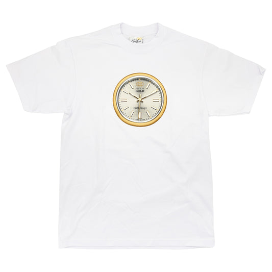 TIME IS GOLD Mens Heavyweight T-Shirt - WHITE | Gold Wheels Co. "GLOW IN THE DARK"